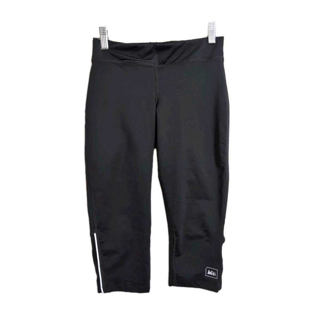 REI Capri Leggings Womens S Black Activewear Outdoor Stretch Reflective Hiking